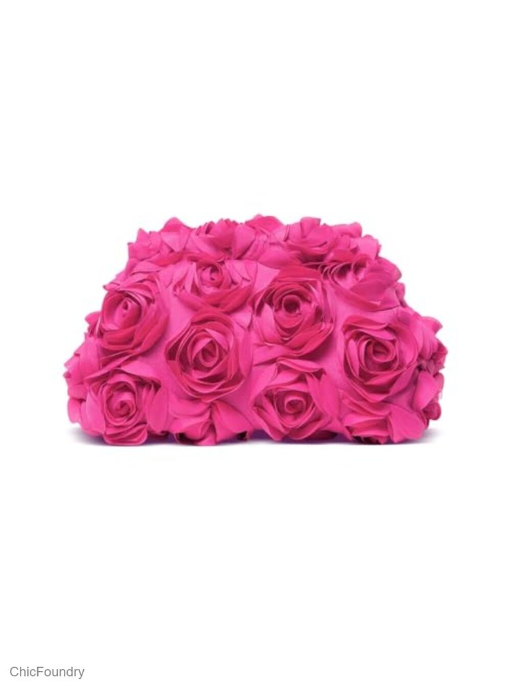 3D Floral Chiffon Evening Clutch Rose Bridal Handbag Wedding Prom Party